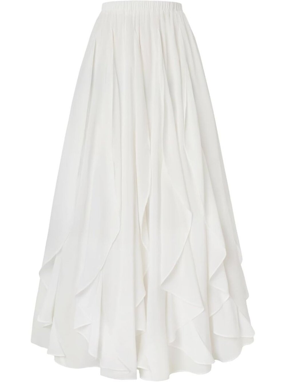 Women's Boho Renaissance High Waisted Ruffle White Flowy Long Maxi Skirt